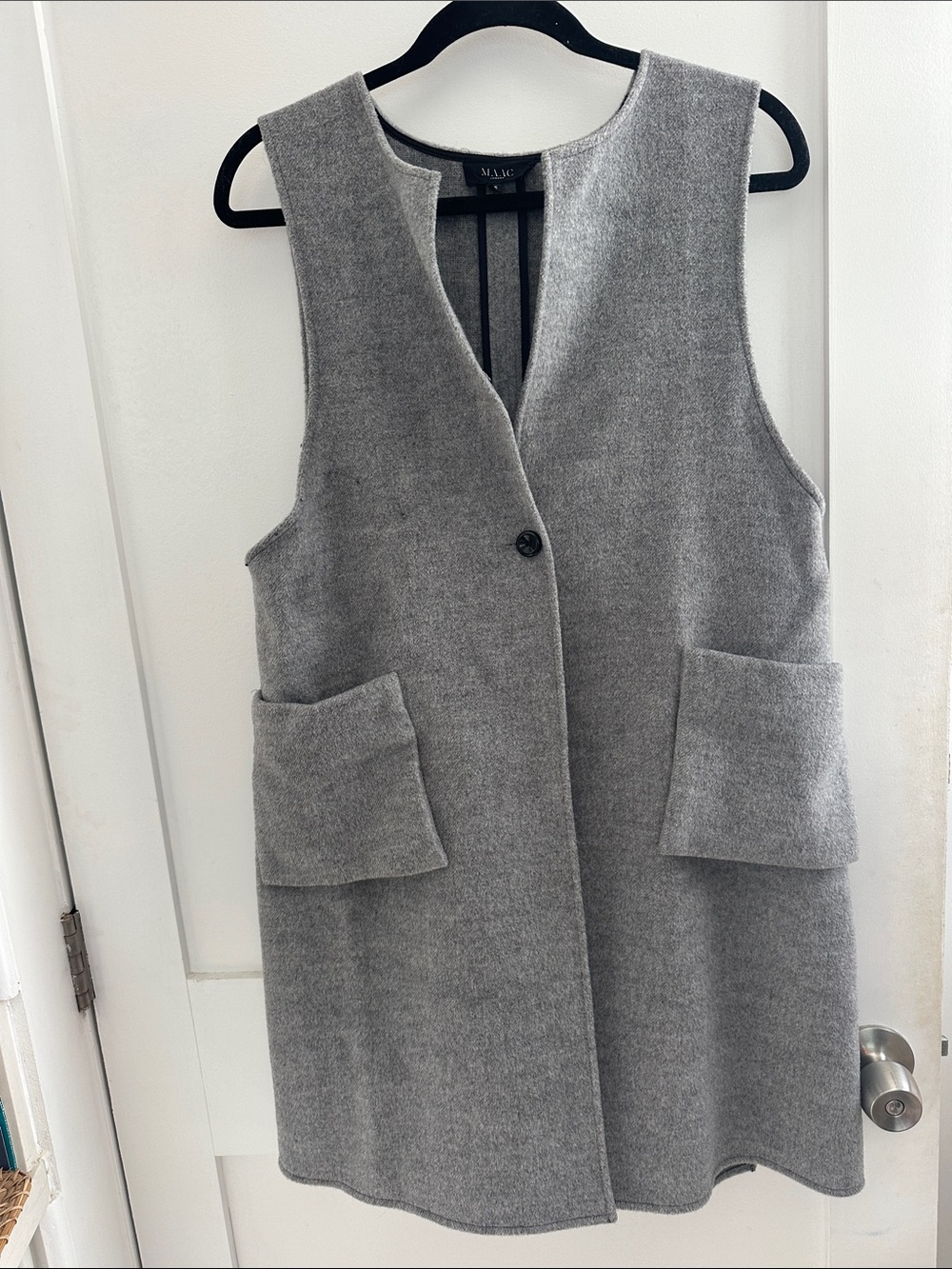 Maje Gray Wool-Blend Sleeveless Vest